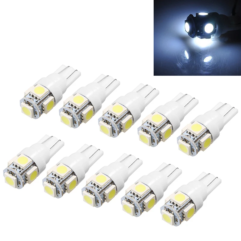 

Car Light Source 10pcs/set 24V T10 194 147 W5W Backup Lamp 5SMD 5050 White LED Auto Width Reading License Plate Signal Light