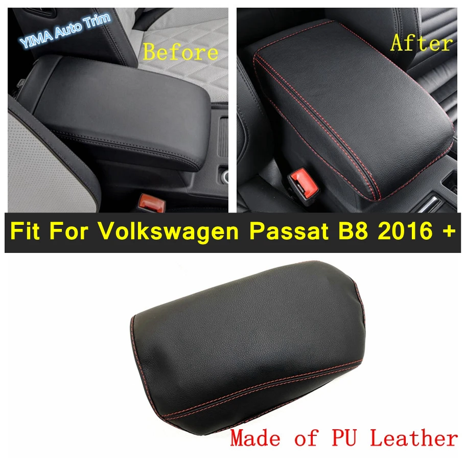 

Interior Refit Garnish Accessories For Volkswagen Passat B8 2016 - 2019 Auto Armrest Box Decoration Pad Mat Cover PU Leather