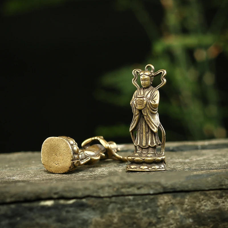 Чистая медь счастливый мальчик девочка Будда статуи орнамент брелок Подвески