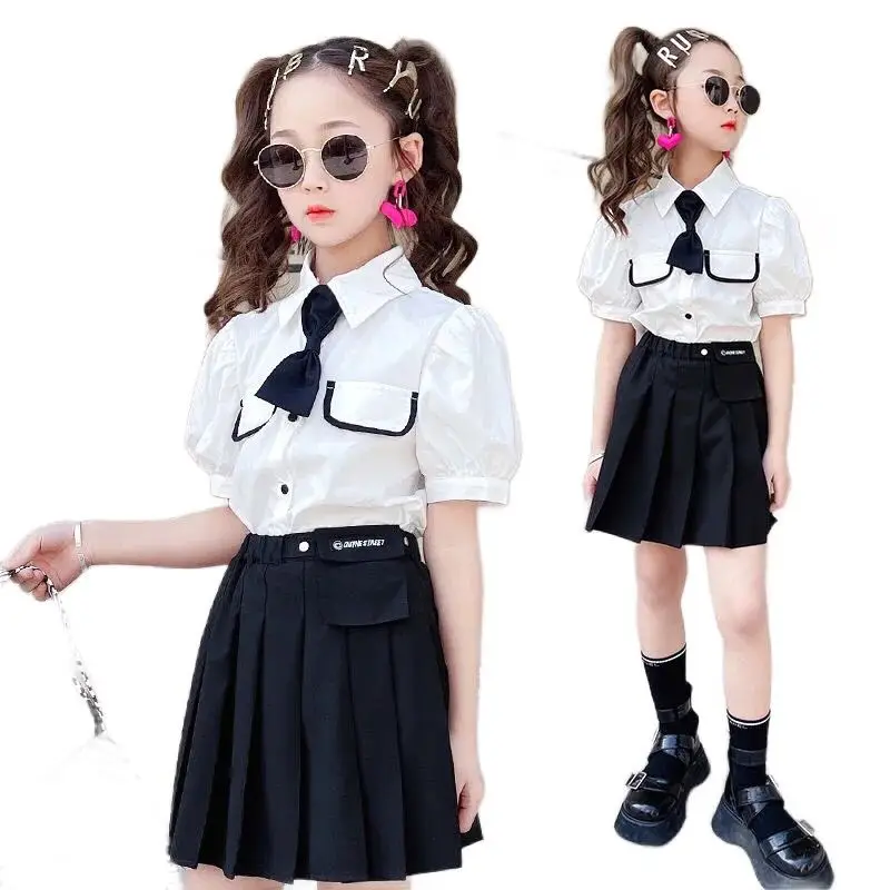 

Children's Summer Clothes Girls' Suit 2021 New Japanese College Style Shirt+Pleated Skirt Two-piece Set Kids Girls JK Uniform