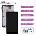 Оригинальный чехол с подставкой и отделениями для карт для Nokia Lumia 1520 ЖК-дисплей с сенсорным экраном дигитайзер в сборе для Nokia 1520 дисплей с рамкой Замена RM-938 RM-940