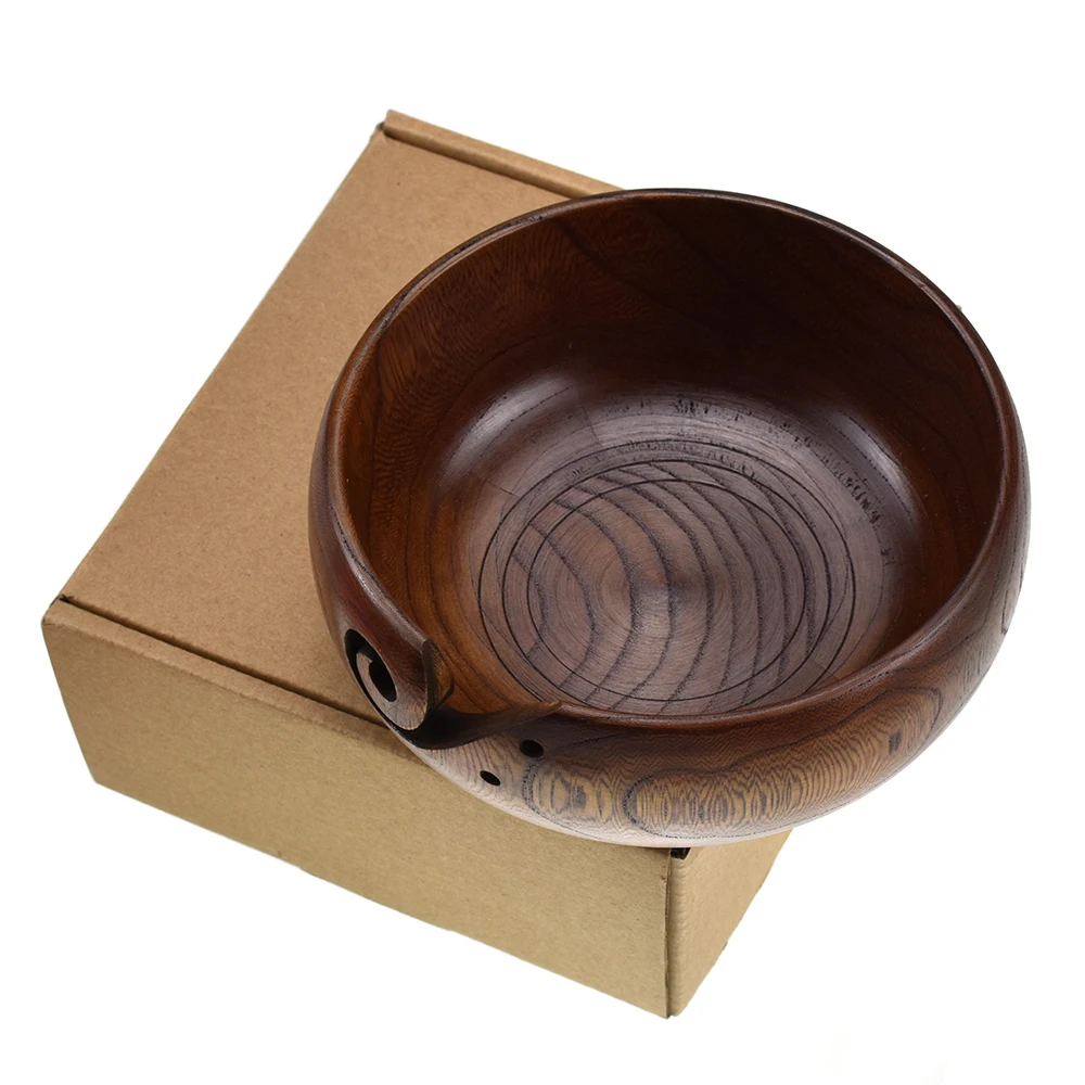 Деревянная круглая шерстяная миска Органайзер вязаная крючком для хранения