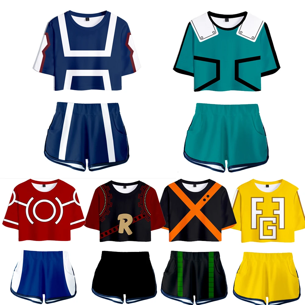 

Girl MHA My Hero Academy Cosplay Costume Ochaco Uraraka Asui Tsuyu Summer Skirt Plus Size Todoroki Shoto Bakugou Katsuki Suits