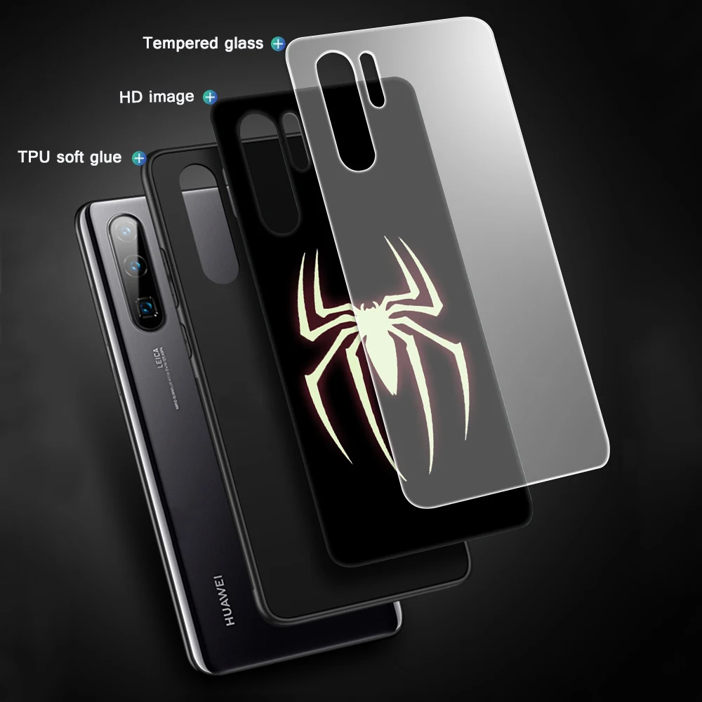 Стекло со свечением чехол для Huawei P30 P20 P10 Pro P Smart Plus Lite 2019 Z Honor 20 20i 20S 10 10i 9 7A 9X Marvel |