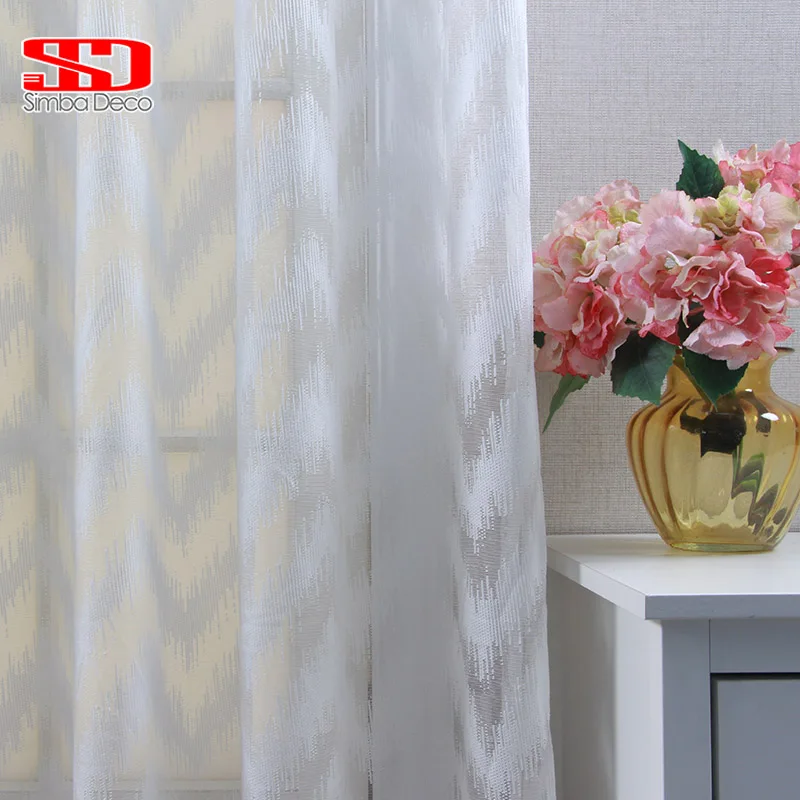 Современные тюлевые шторы с волнистым узором для гостиной оконные в полоску