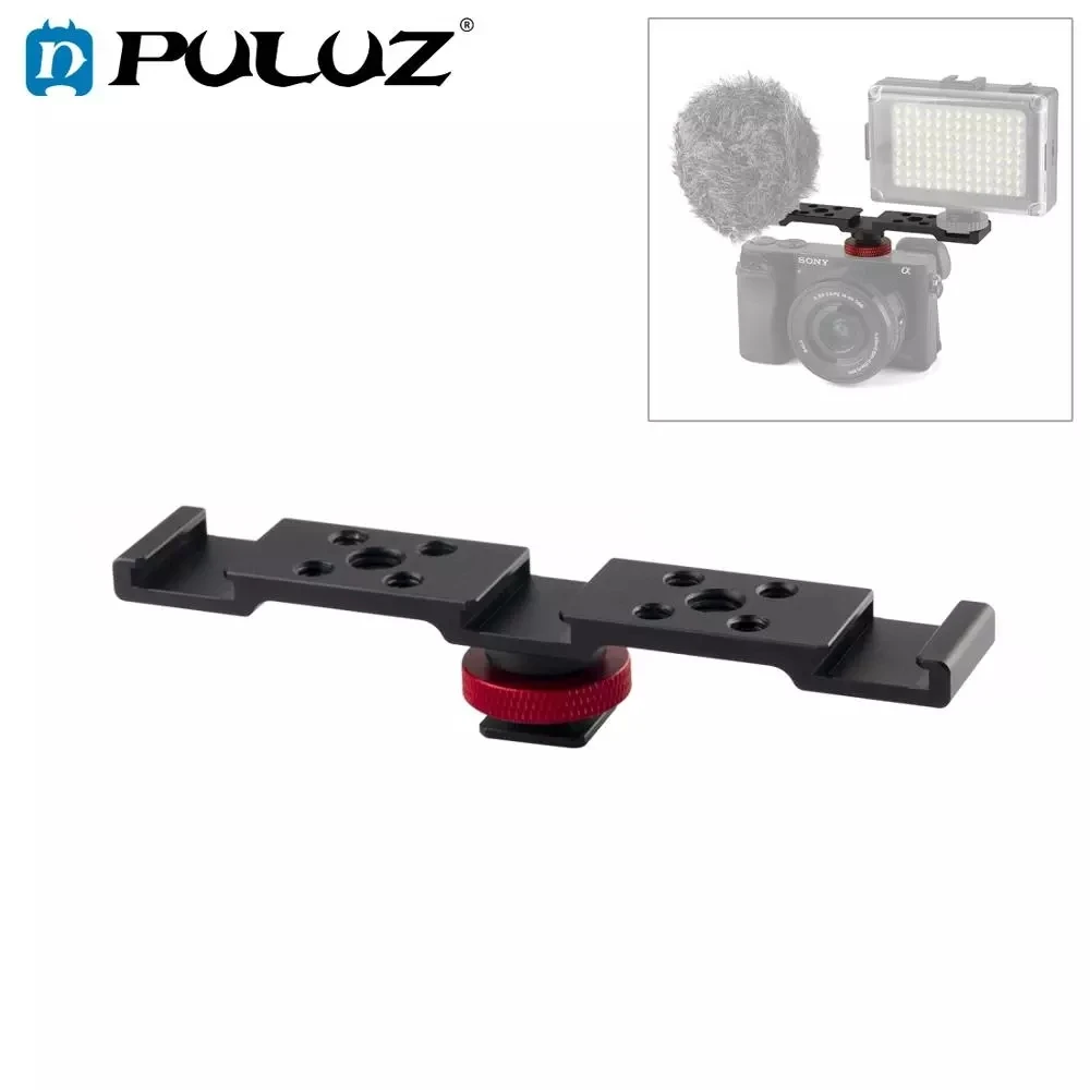 

PULUZ 3 in1 Triple Hot Shoe Mount Adapter Extension Bracket Holder Microphone Fill Light Stand For phone/DSLR Camera Accessories