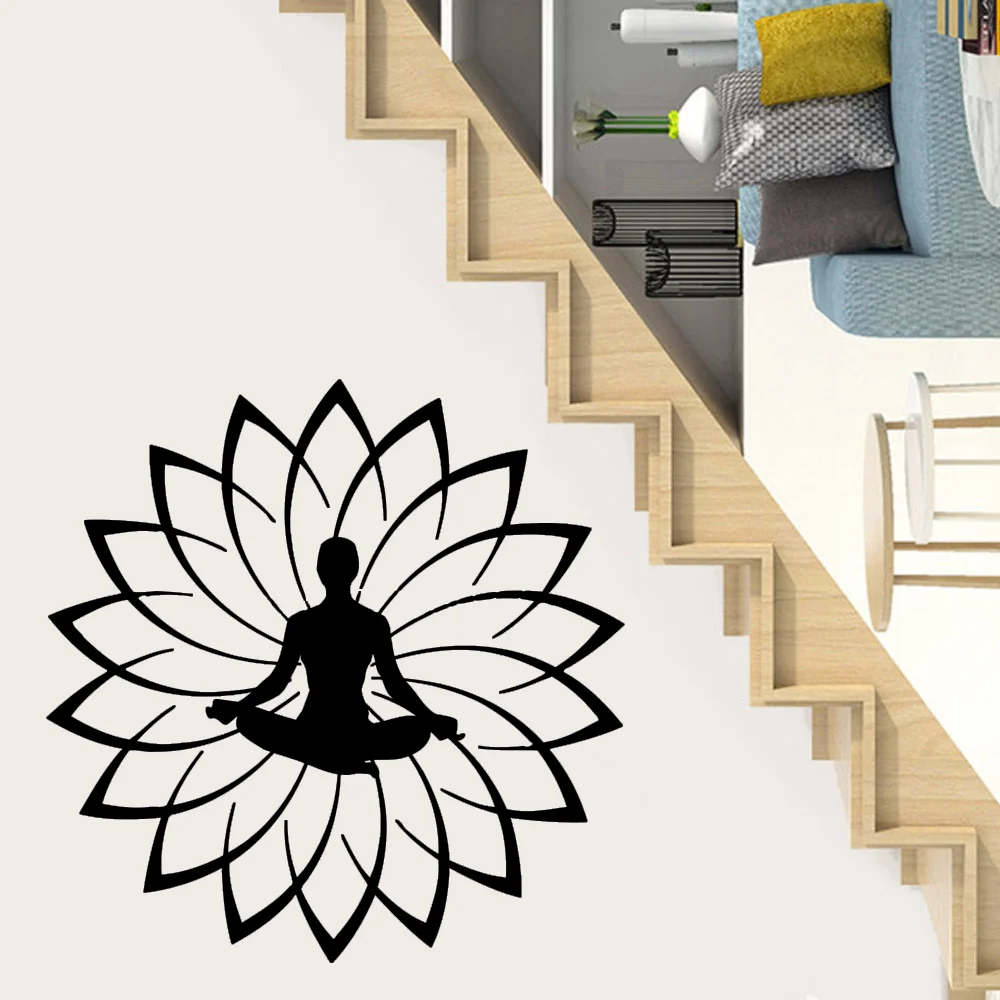 

India Yoga Buddha Wall Decal Lotus Decals Mandala Vinyl Sticker Art Home Decor Living Room Bedroom Window Wallpaper