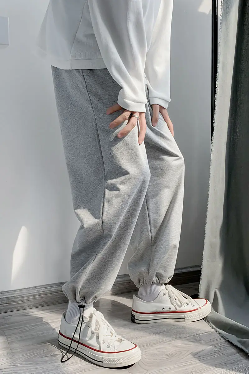 

Men's trousers 2021 spring and winter new cropped trousers straight trousers trousers with feet loose casual young men
