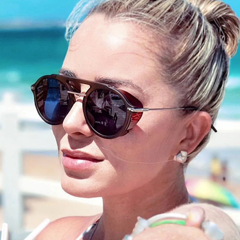 Мужские и женские круглые солнцезащитные очки LVVKEE брендовые дизайнерские в