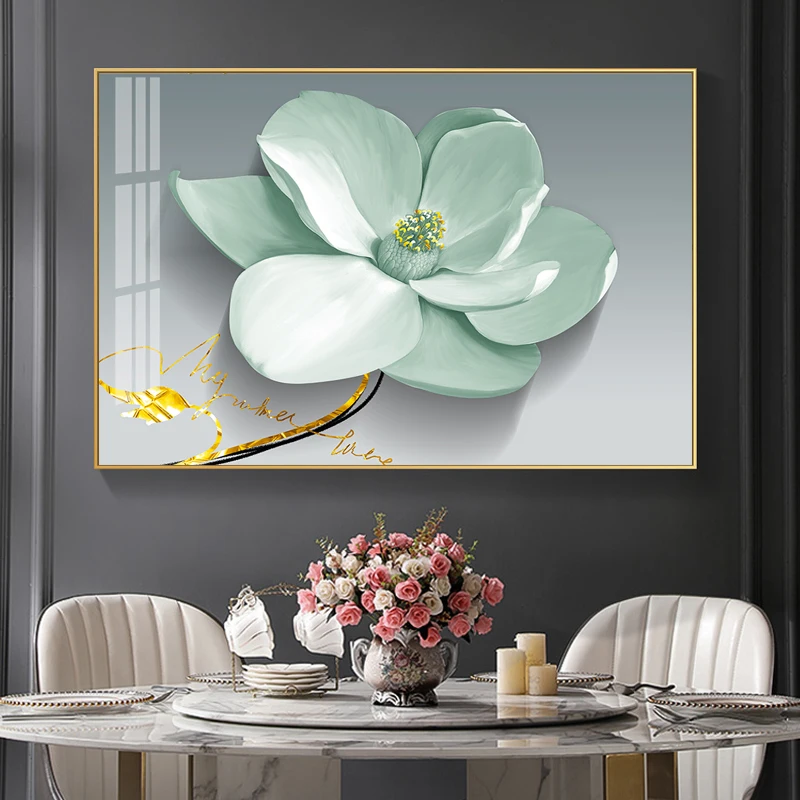 

Nordic Luxury Abstract Flowers Decorative Painting Golden Floral Posters and Prints Wall Art for Bedroom Dinning Room Wall Decor