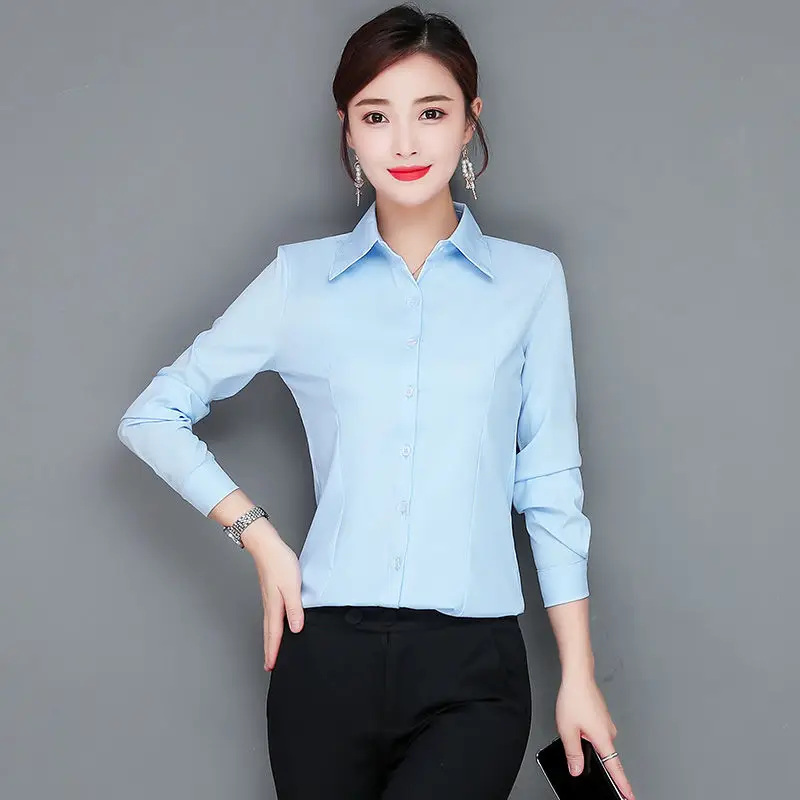 Летняя деловая рубашка с v образным вырезом одежда длинными рукавами рабочая