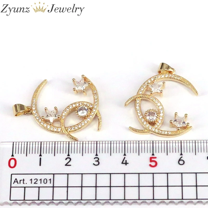 

5PCS, New Arrival Cubic Zirconia CZ Moon and Star Pendant Necklace for Women