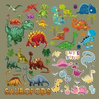 cartoon dinosaur set patch iron on big size stickers diy heat transfers patches for clothing vinyl appliques for children