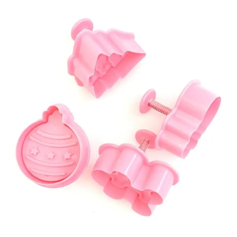 

4pcs/set Cookie Stamp Biscuit Mold 3D Cookie Plunger Cutter DIY Baking Mould Gingerbread House Christmas Cookie Cutters Kitchen