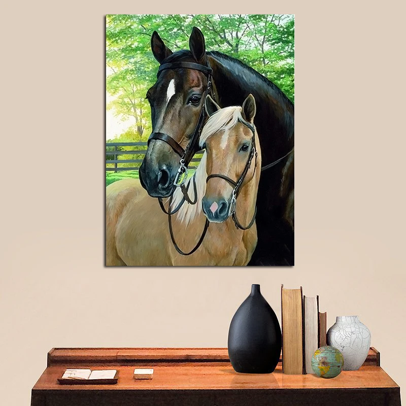 Алмазная 5D живопись сделай сам Набор для вышивки крестиком две лошади мозаика