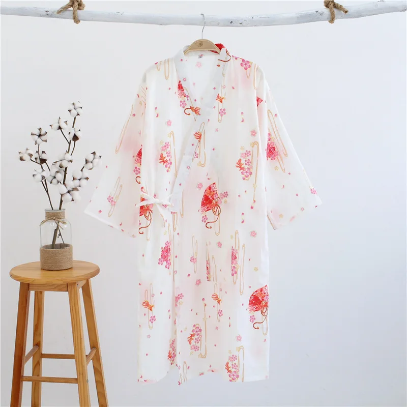 

Women's Cotton Casual Nightgown Spring Summer Szlafrok Damski Japanese Style Autumn Nightshirt Loose Comfortable Robe Feminine