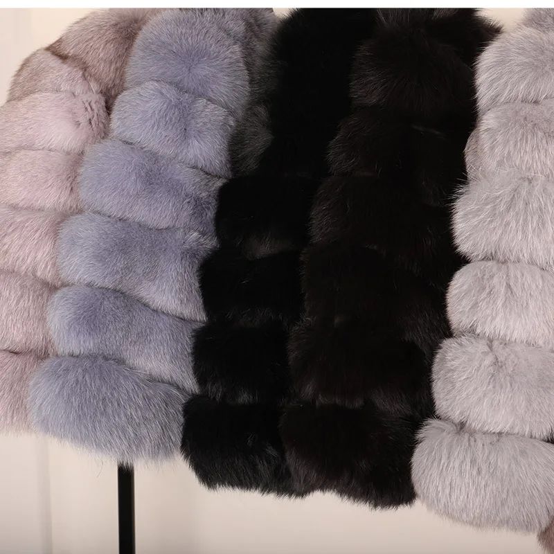 2022 Women Winter Natural Real Fox Fur Coat Nature Fur Jacket  Fashion slim Outwear Real Fox Fur Vest Coat