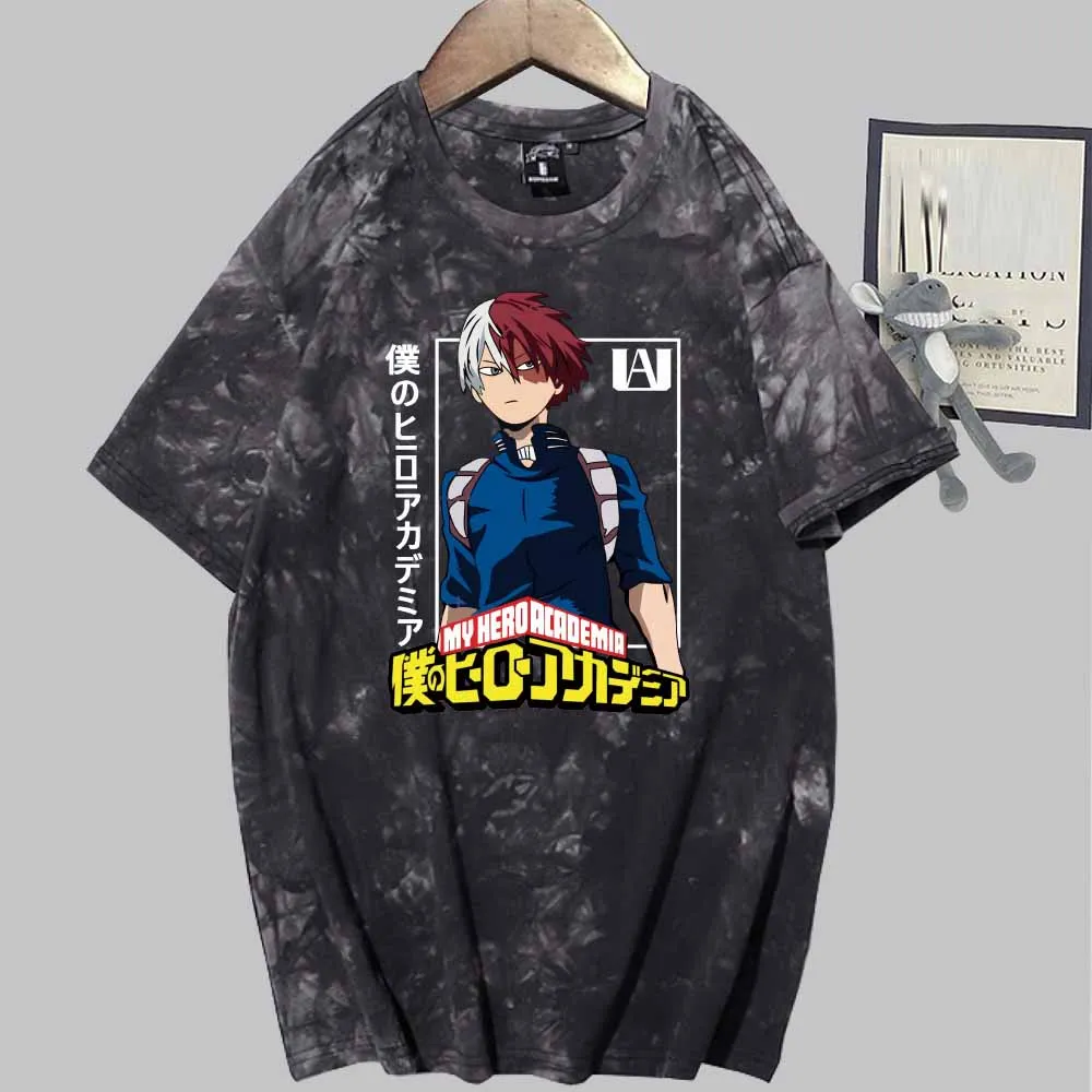

My Hero Academia Todoroki T-shirt Print Fashion Short Sleeve Round Neck Tie Dye Anime Tops