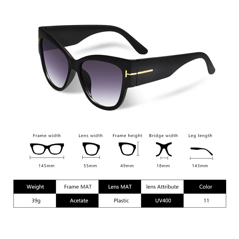 

New Cat Eye Sunglasses Women 2021 Fashion Black Luxury Brand Designer Vintage Oversized Sun Glasses shades for Women Sunglasses