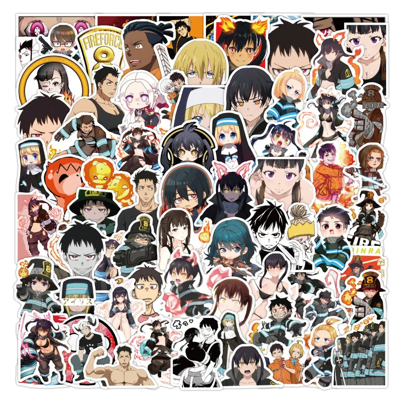 

10/50/100pcs Fire Force Anime Cartoon Stickers DIY Skateboard Guitar Luggage Fridge Laptop Cup Waterproof Stationery Sticker
