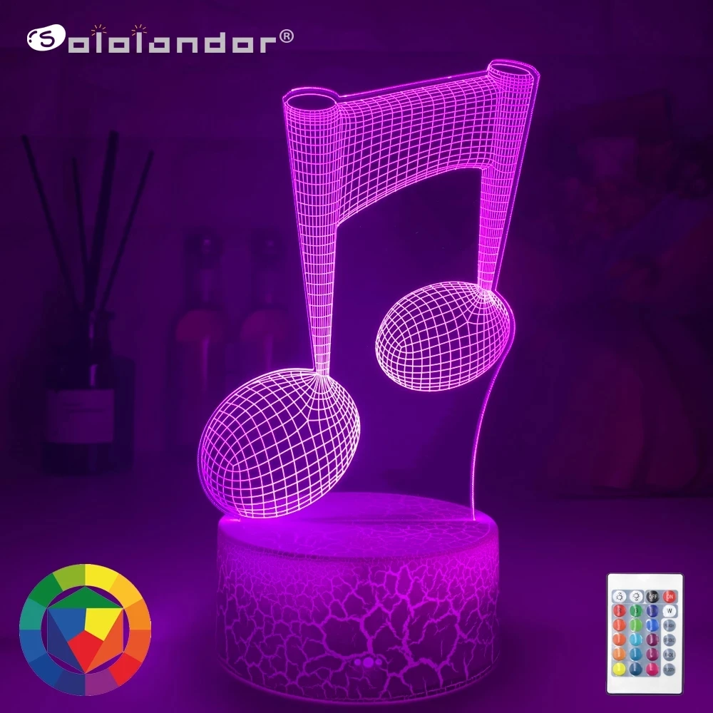 

Acrylic 3d Illusion Baby Night Light Musical Note Hologram Nightlight Led Touch Sensor Colorful Usb Battery Powered Bedside Lamp