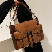 british retro college style large shoulder bag 2022 new pu leather womens designer handbag luxury brand messenger bag