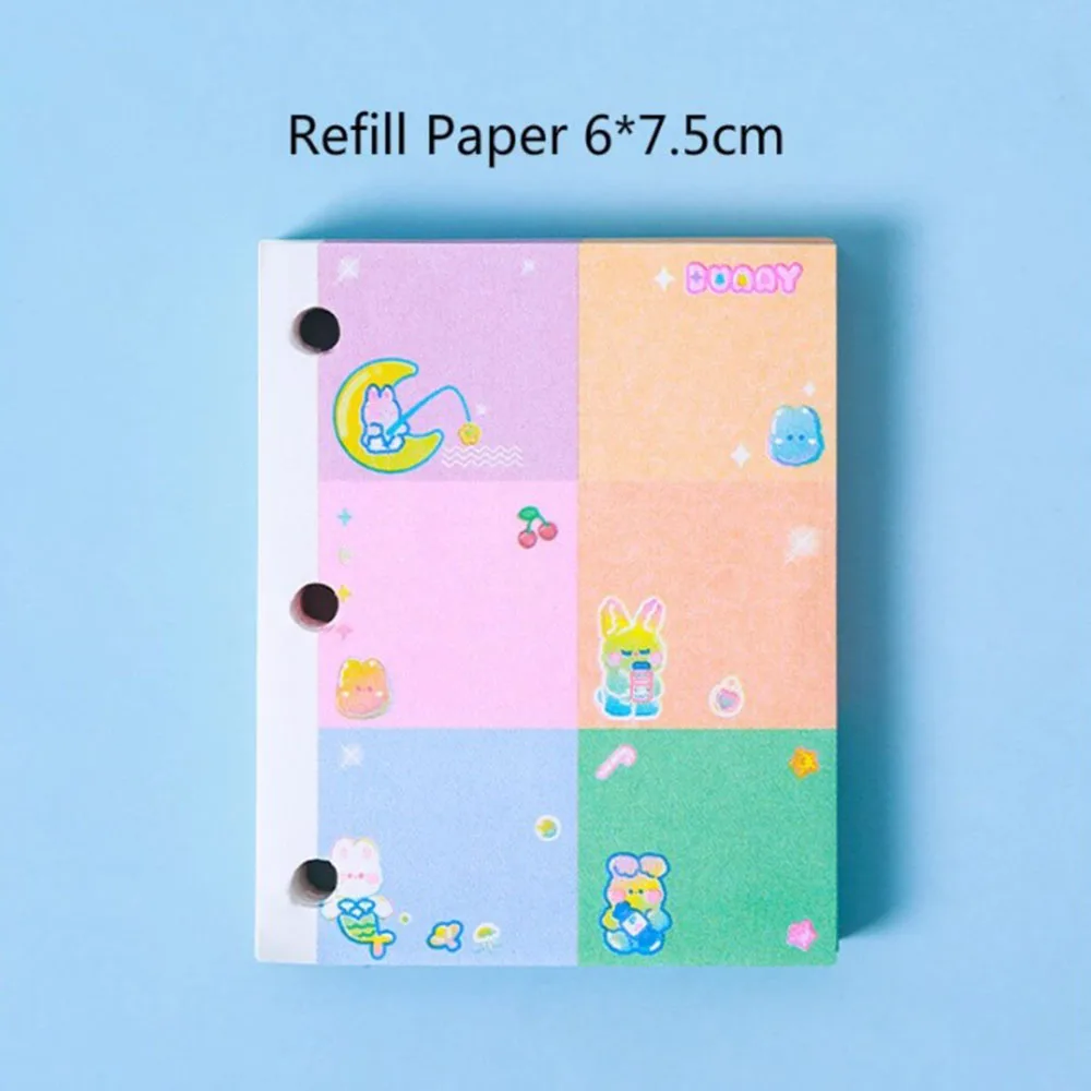 

Cartoon Pocket Mini Diary Notebook Small Binder Notebook Journal Notepad Kawaii Loose-leaf 3 Holes School Stationery