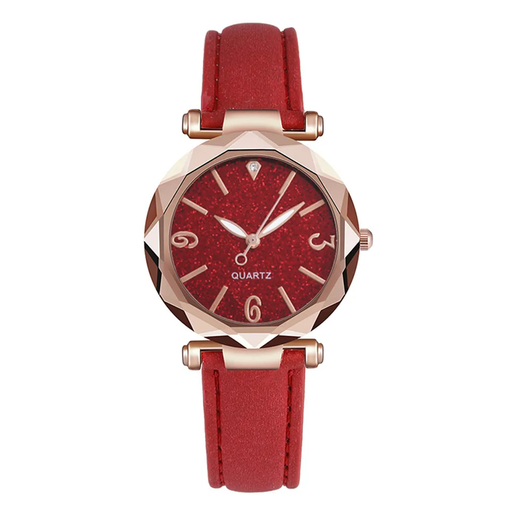 

Casual Fashion Ladies Watch Women Quartz Watches Rold Gold Starry Dial Leather Band Wristwatch reloj mujer Gifts /d