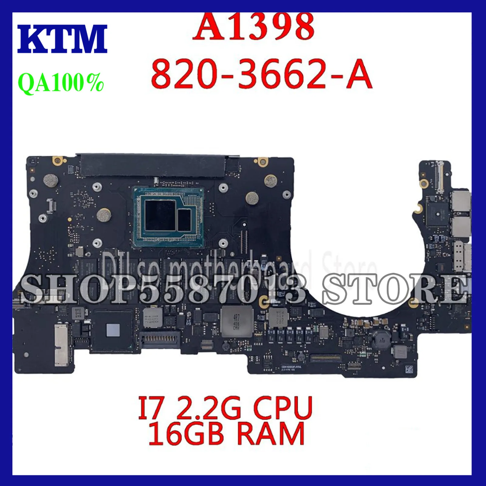 

KEFU 661-8302 FOR MacBook Retina Pro 15" A1398 Logic Board i7 2.0 2.2 2.3 2.5GHz 16GB RAM 820-3662-A motherboard original test
