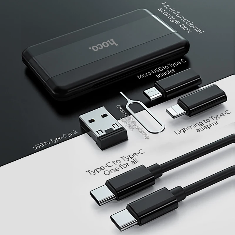 hoco зарядный кабель usb для lightning micro type c адаптер iphone xiaomi huawei чехол хранения