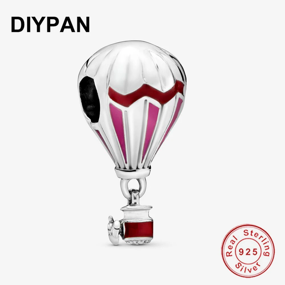 

Red Hot Air Balloon Travel Charm Fit Original Charms Bracelet 925 Sterling Silver Pendant Women Fasion Jewelry Berloque