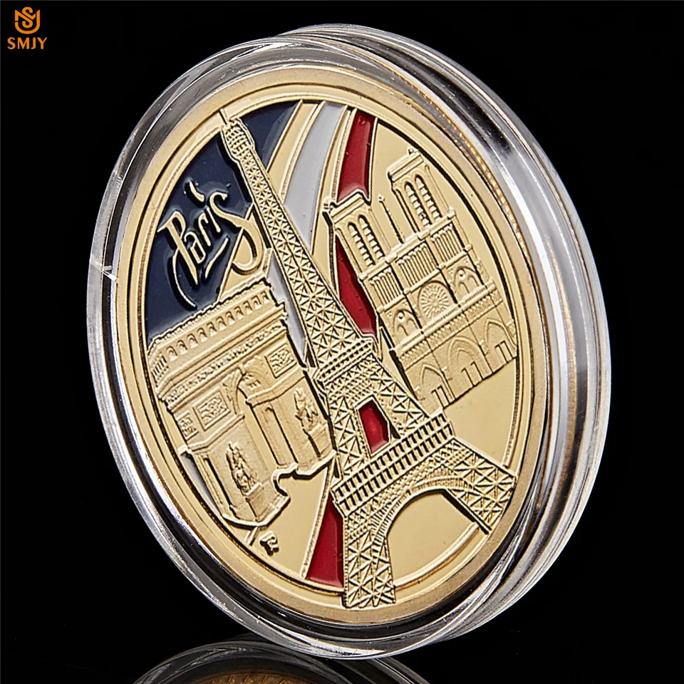 

France Paris Eiffel Tower Arc De Triomphe The 100th Anniversary Of The French Revolution Gold Plated Coin Decoration Collection