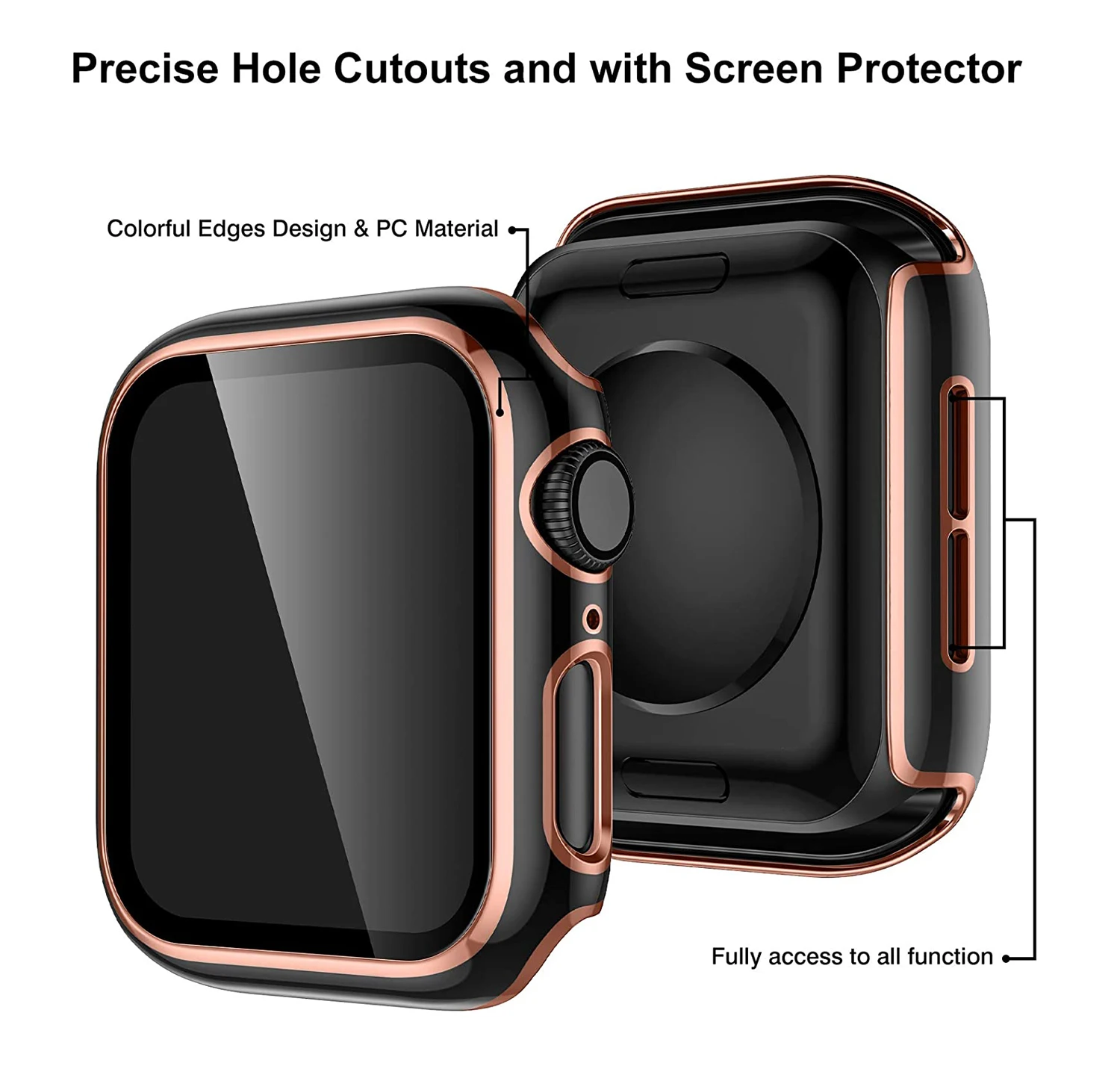 Glass+Case Full Cover For Apple Watch Case Series 6 SE 5 4 3 2 iWatch Case Accessor 44mm 40mm 42mm 38mm Protector Apple Watch