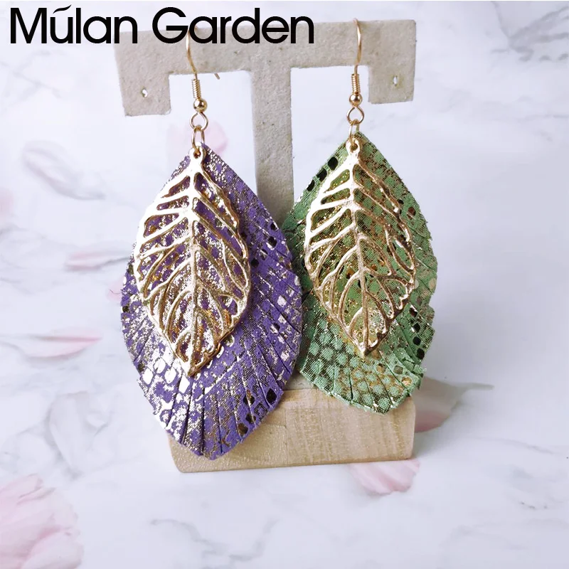 M &amp G блестящие серьги из воловьей кожи для женщин золотой цвет подвеска в виде