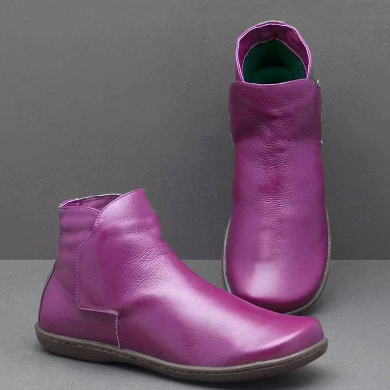 purple HFD0871 MCCKLE/женские ботильоны из искусственной кожи на плоской подошве; винтажная женская обувь на платформе с перекрестными ремешками; женская обувь; Botas Mujer; размера плюс - Цвет: purple HFD0871