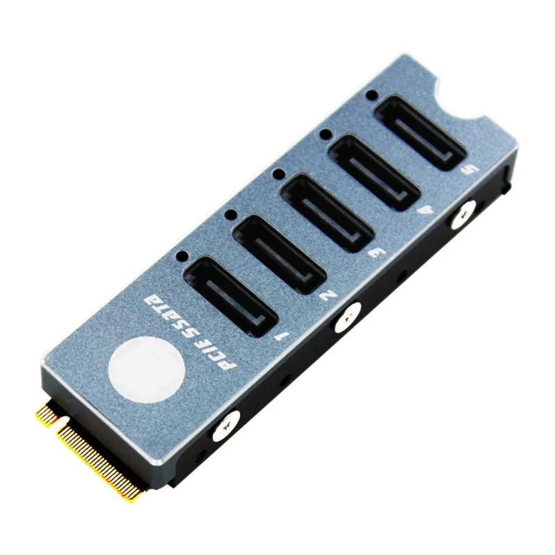 

SATA Disk Array Card JMS585-Slim 5 Ports SATA3 for M. 2 Nvme PCI-E 3.0 to SATA 16G JMB585 with Radiator for thunderBolt3 A9LF