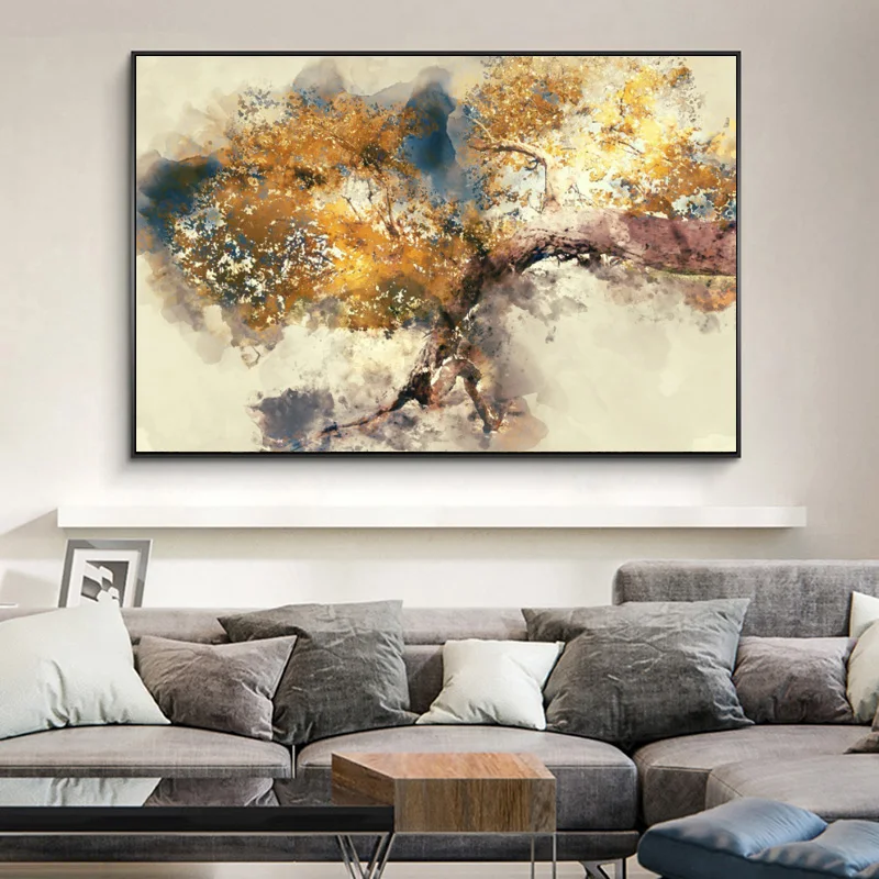 Современная живопись холст Абстрактные Золотое богато оформленное Дерево