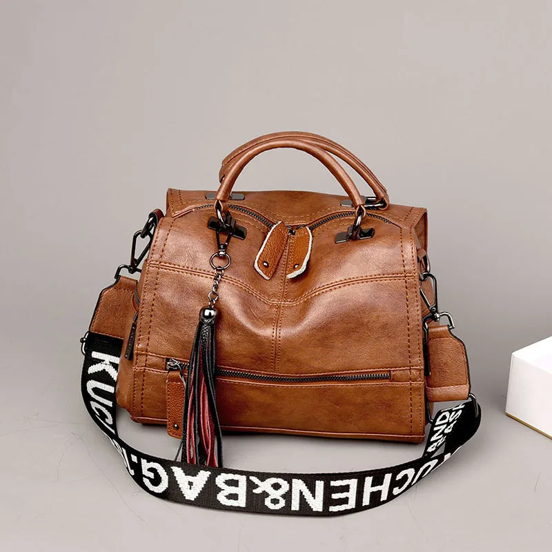 

С кисточками в стиле ретро; Дизайнерская женская сумка через плечо из искусственной кожи, роскошные женские сумки Boston сумка через плечо сум...