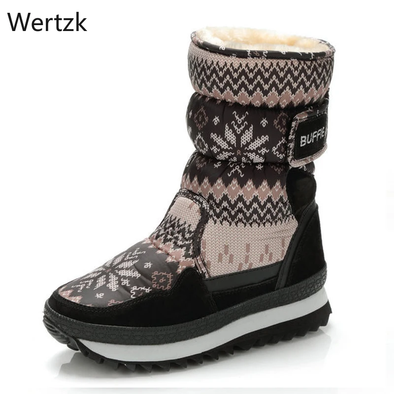 Большие размеры 41 зимние женские ботинки 2019 г. Зимние теплая плюшевая обувь из