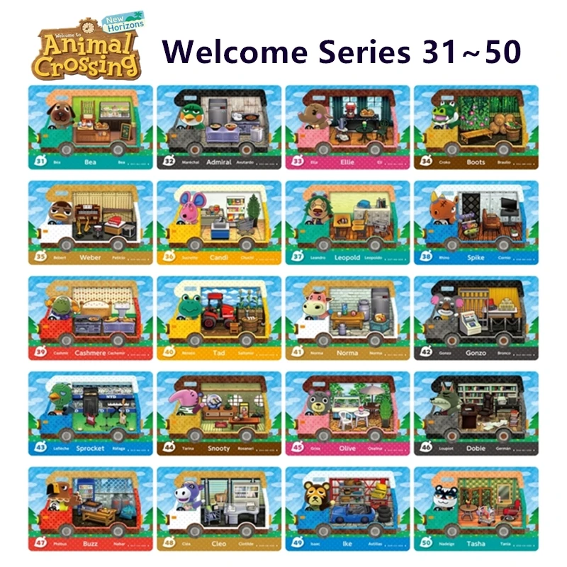 

31~50 Animal Croxxing Welcome NFC Card Series For New Leaf Series Car RV Card