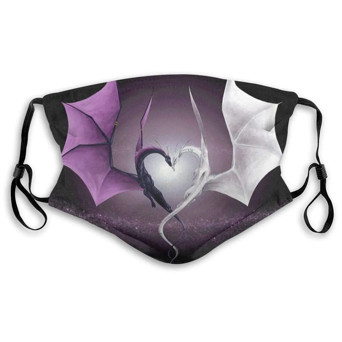 

Purple And Wirte Dragons Print Mouth Masks With Filter Washable And Reusable Anti Dust Breathable Mask With Adjustable Ear Loops
