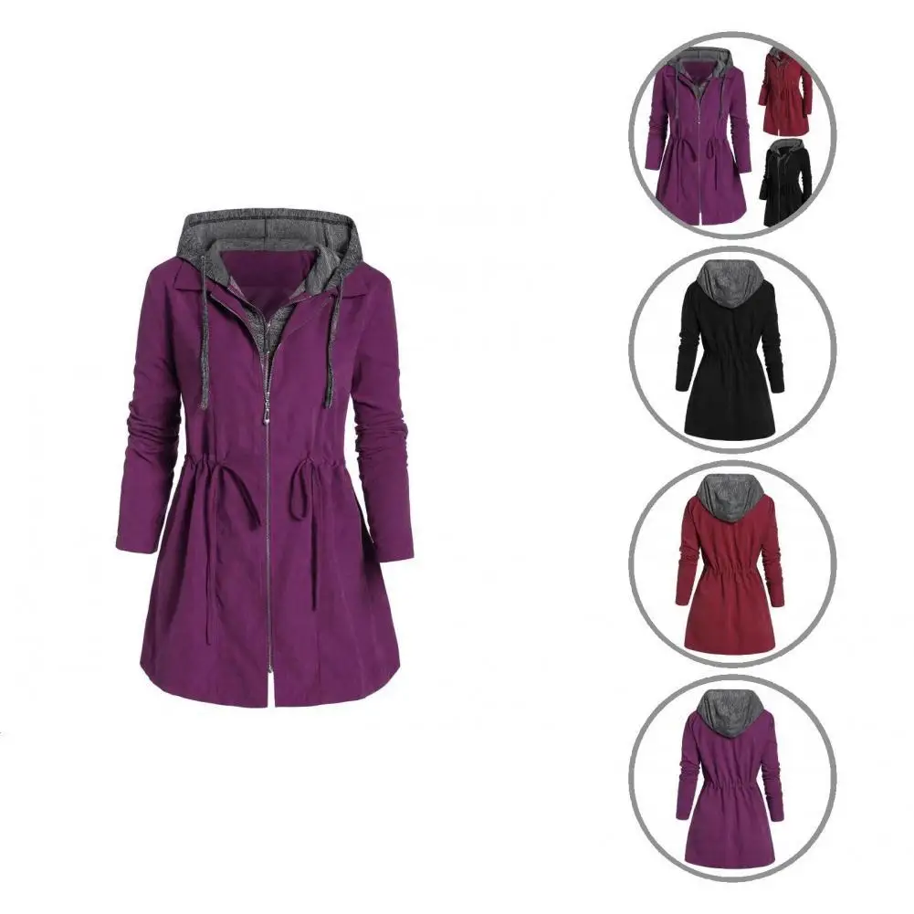 

Winter Jacket Solid Color Terrific Fake Two-piece Double Zipper Winter Jacket