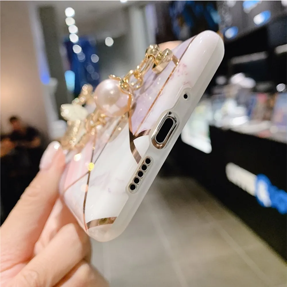 

case for samsung galaxy s20 ultra s10 s9 s8 plus A41 51 71 5G 50 70 30S 40 note 10 pro M21 30S cover Marble grid glitter bling d