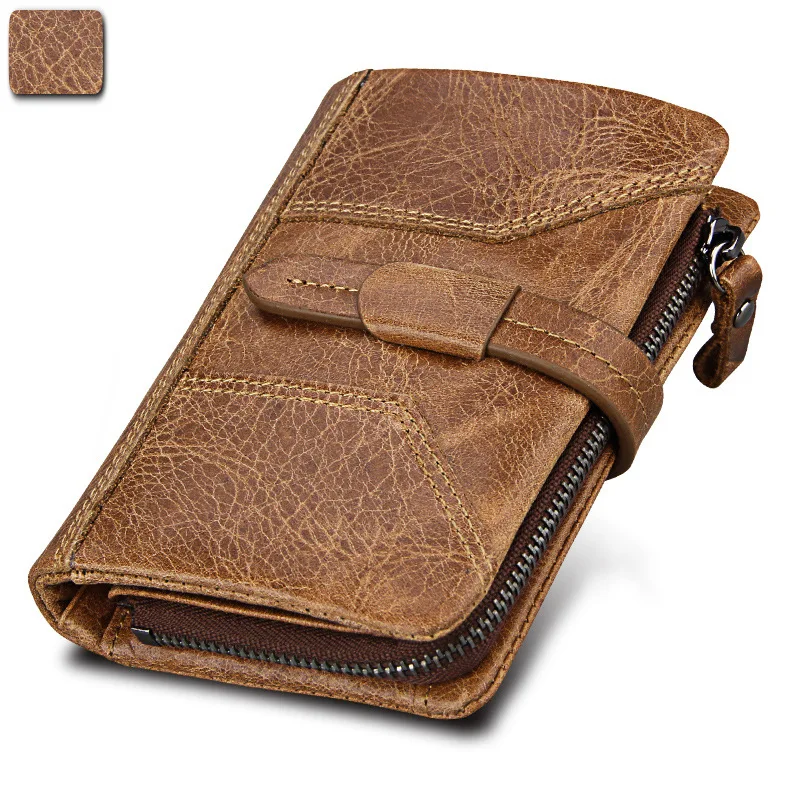 

Роскошный короткий кошелек из воловьей кожи с рисунком Crazy Horse с защитой от царапин, мужской кошелек из коровьей кожи, кошелек для денег, кред...