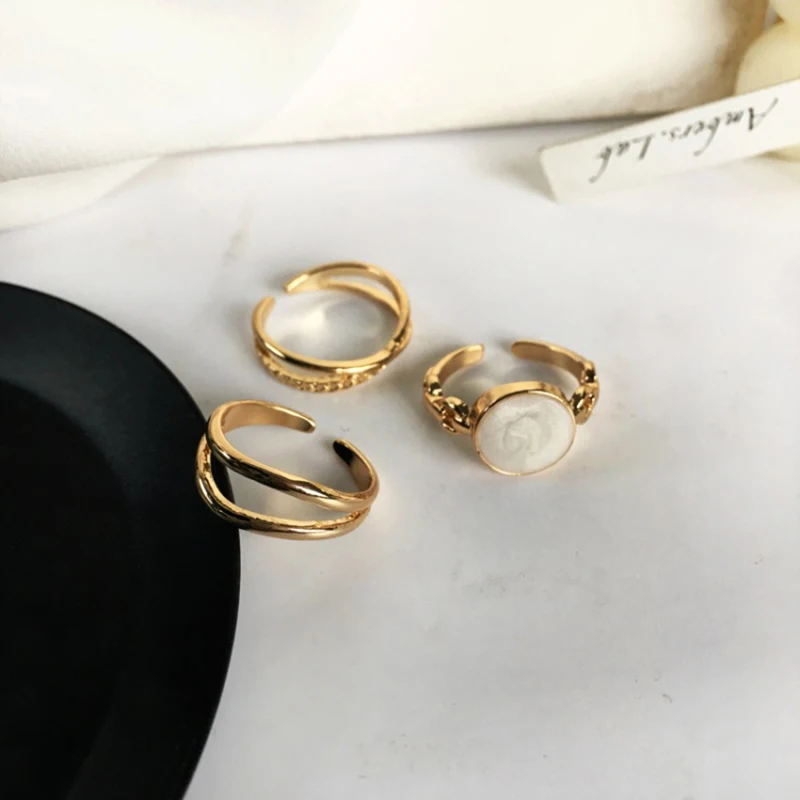 

New Fashion Metal Irregular Round Open Width Joints Index Finger Enamel Epoxy Ring Set For Women Party Jewelry Gift