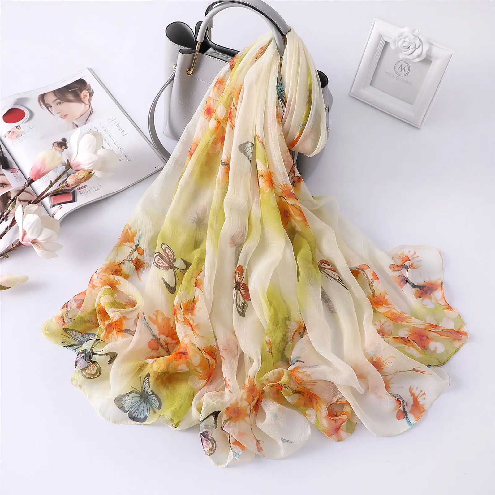 Новинка 2020 модный пляжный шарф из искусственного шелка Женская шаль на все