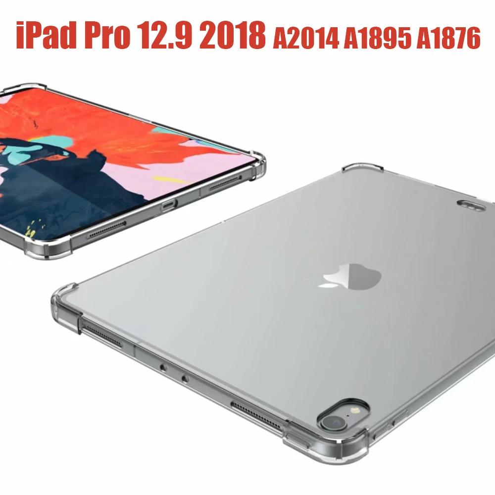 

Clear Transparent Silicone TPU Case For iPad Pro 12.9 2018 3rd gen A2014 A1895 A1876 Soft Back Cover Slim Tablet Shell Fundas