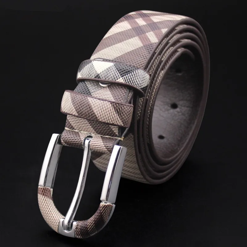 

Luxury Retro Vintage Grid Brand High Quality Men Belts Black Buckle Pu Leather Waist Belt Casual Male Jeans Girdle