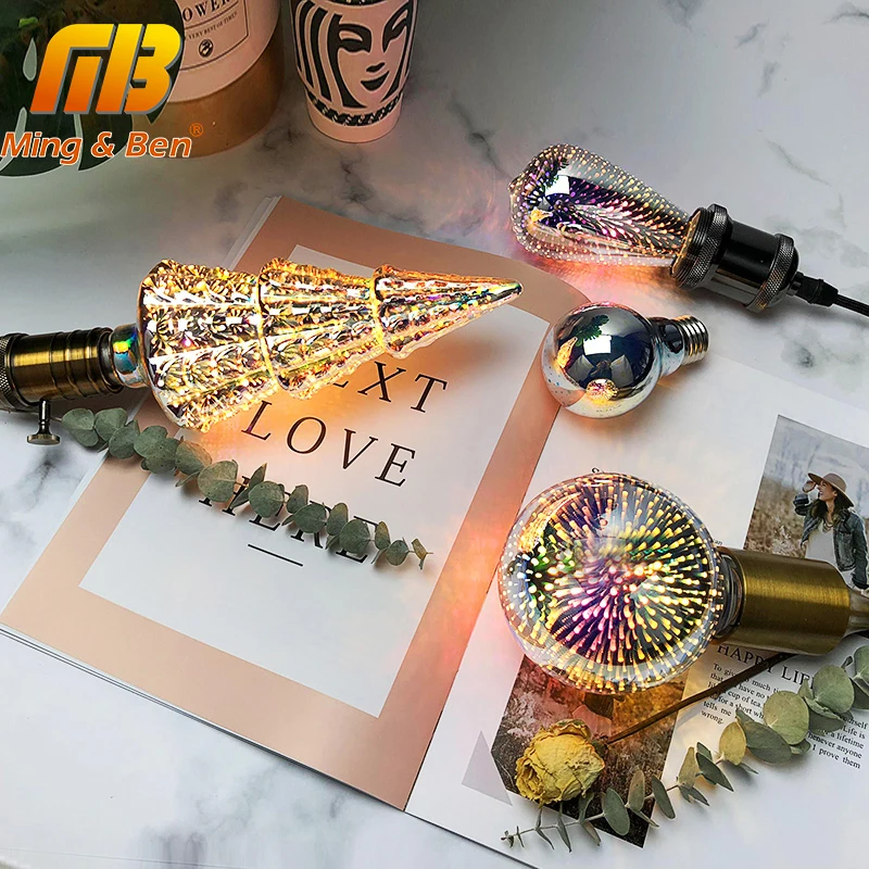 СВЕТОДИОДНЫЙ 3D стереоскопический Новый светильник лампа 85 220 В E27 фейерверк с