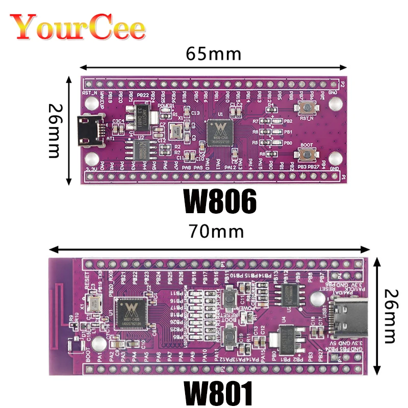 

5pcs W806 W801 W800 Microcontroller 32-bit SOC Development Board W801-C400 W806-C200 WiFi Bluetooth-compatible IoT MCU IC Module